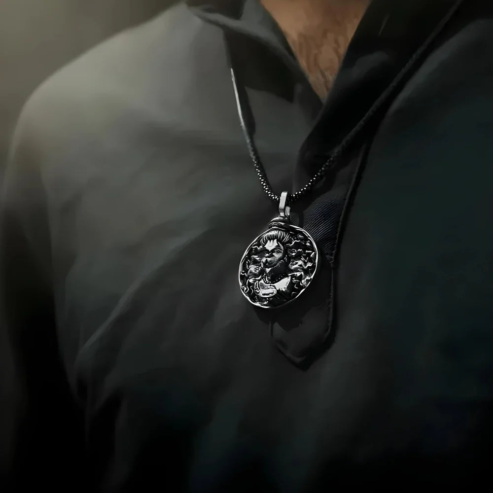 Hanuman Ji Pendant Oxodaised Silver Chain